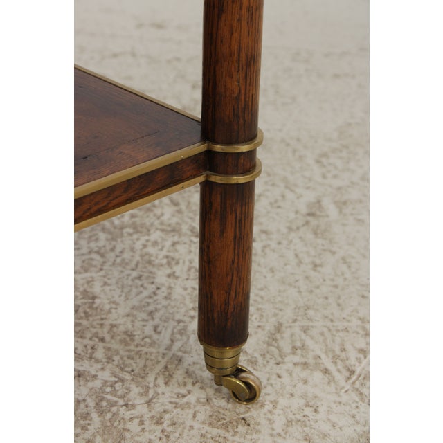 Henredon Burl Walnut 3 Tier Rolling Side Table Cart For Sale - Image 11 of 14