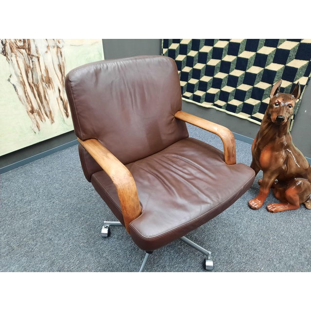1970s Leather Office Chair by Bernd Münzebrock for Walter Knoll, 1970s For Sale - Image 5 of 11
