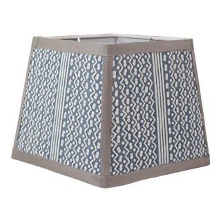 Navy and White Fortuny 'Tapa' Lampshade For Sale