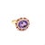 Contemporary 3.37 Carat Natural Amethyst Diamond Sapphire Yellow Gold Cocktail Ring, Size 7 For Sale - Image 3 of 5