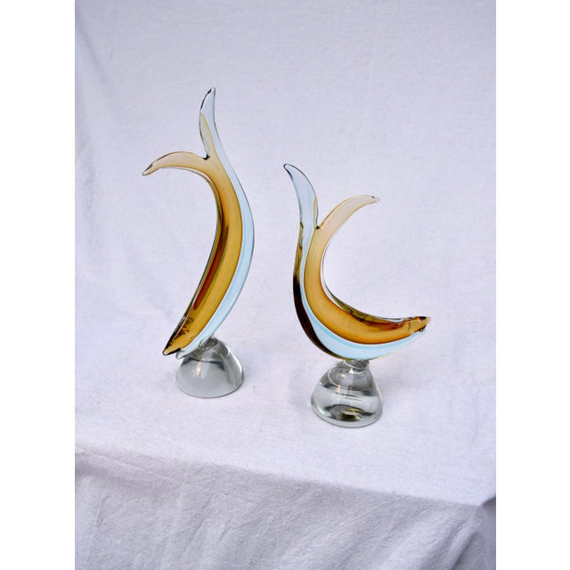 Mid 20th Century Salviati Murano Sommerso Blue Amber Italian Art Glass Fish For Sale In Philadelphia - Image 6 of 6