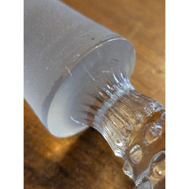 Transparent Vintage 1940s Mid Century Modern Fenton Perfume Bottle. Clear With Milk Glass Tipped Hobnails. For Sale - Image 8 of 8