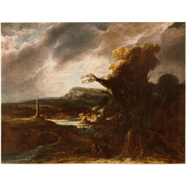 An excellent vintage First Edition full-color print of painting "Landscape with an Obelisk." Comes from a First Limited...