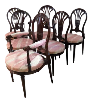 Incredible Set 6 Balloon Back Maison Jansen Louis XVI Style Dining Chairs