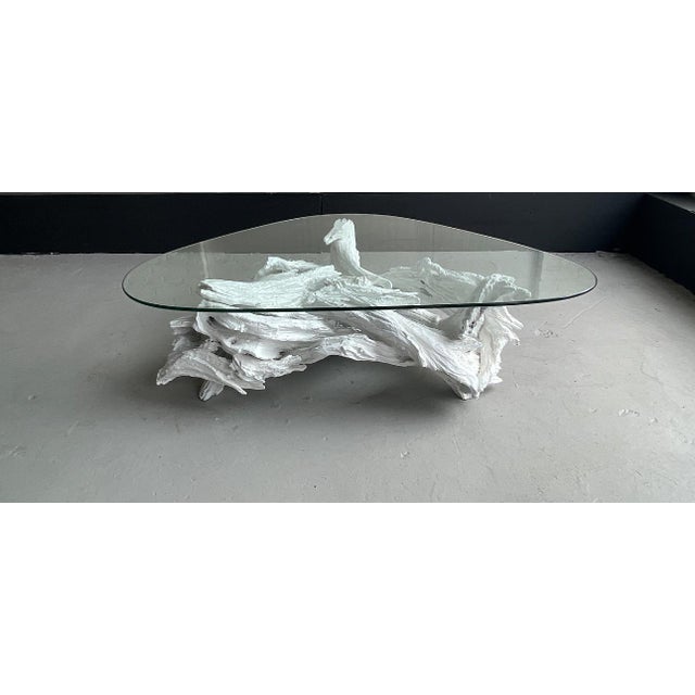 1960s 1960s Mid Century Modern Organic White Driftwood Coffee Table With Boomerang Glass Top For Sale - Image 5 of 5