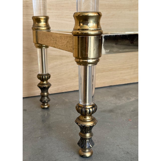 Late 20th Century Claude Dalle Style Narrow Console Table with Glass Top, Lucite and Bronze For Sale - Image 12 of 18