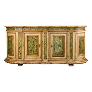 18th Century Italian Painted Sideboard with Two Doors and Rounded Corners For Sale