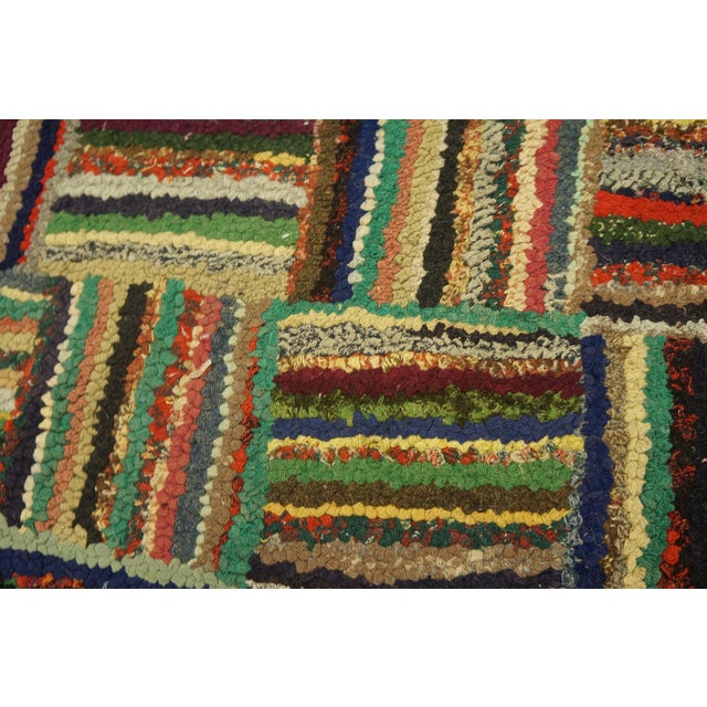 Textile 1930s Multicolor Basket Weave Antique American Hooked Rug 2'4" X 17'3" Handknotted Wool Carpet For Sale - Image 7 of 11