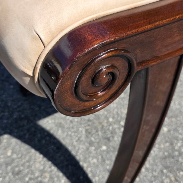 Kerry Joyce for Dessin Fournir Regency Style Mahogany Scroll-End Upholstered Bench For Sale In Washington DC - Image 6 of 8