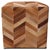 Contemporary Handmade Tan Chevron Cowhide Leather Ottoman Pouf 18x18 Warm Cube For Sale - Image 3 of 7