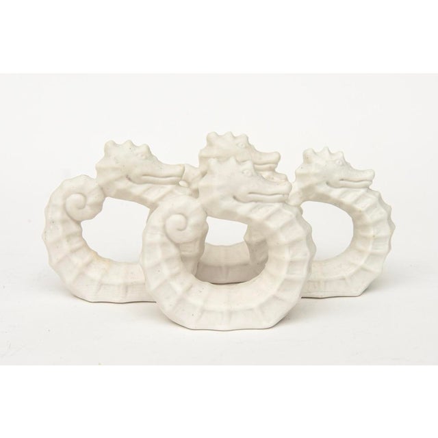 1950s Vintage Coastal Porcelain Seahorse Napkin Rings, 1950's, Set of Six For Sale - Image 5 of 10
