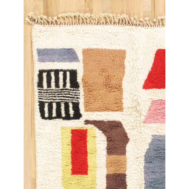 Late 20th Century Vintage Moroccan Rug by Berber Tribes of Morocco, Cream Color, Red, Blue, Gray For Sale - Image 5 of 11
