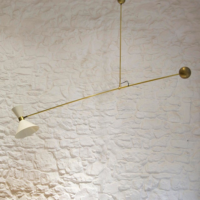 Metal Mid-Century Italian Counterweight Ceiling Lamp in the style of Stilnovo, 1960s For Sale - Image 7 of 7