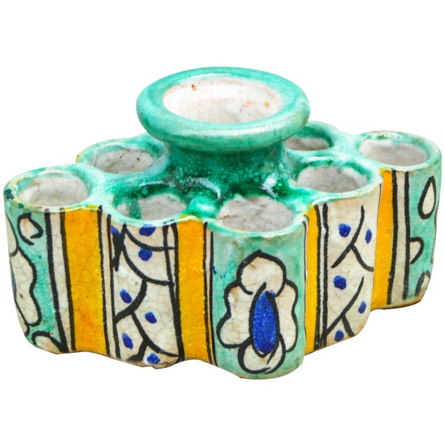 Early 20th Century Early 20th Century Motif Moorish Ceramic Inkwell For Sale - Image 5 of 9