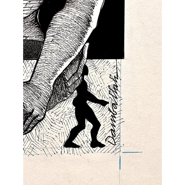 Two Men Embracing Pen and Ink Drawing by Damballah Dolphus Smith (1943–1992) For Sale In San Francisco - Image 6 of 10