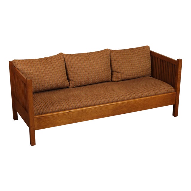 Stickley Mission Collection Oak Spindle Settle For Sale