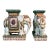 Mid 20th Century Pair of Polychrome Ceramic Elephant Plant Stands With Shou Medallions For Sale