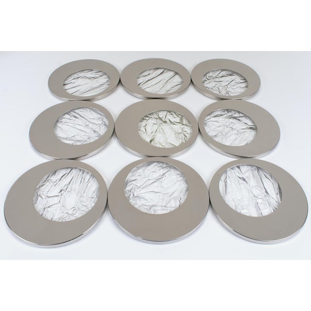 1970s Willy Rizzo Style Ice Effect Lucite and Chrome Coasters, 9 pieces For Sale In Atlanta - Image 6 of 13