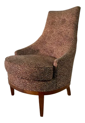 Vintage T. H. Robsjohn-Gibbings Cheetah Print Slipper Chair