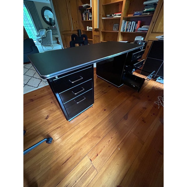 Black & Silver Art Deco Muller Chrysler Desk For Sale - Image 14 of 17