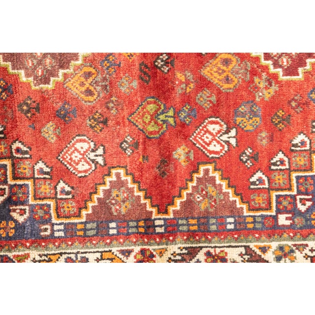Vintage Hand-Knotted Persian Qashqai Rug 4'0" X 5'4" For Sale - Image 15 of 16