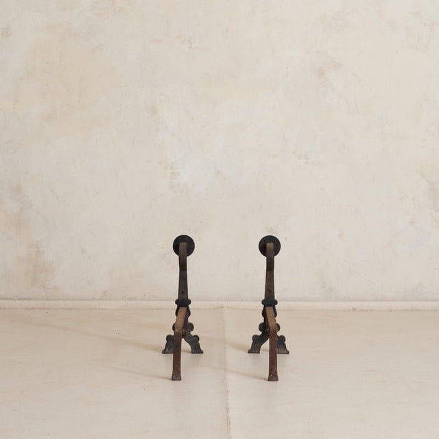 Pair of French Wrought-Iron Andirons, 1930s For Sale - Image 4 of 9