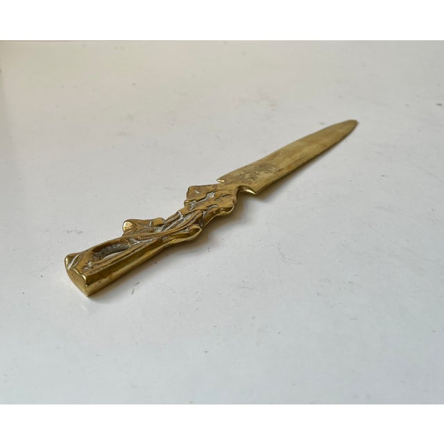 1920s Art Nouveau Leaf Letter Opener in Brass, 1920s For Sale - Image 5 of 8