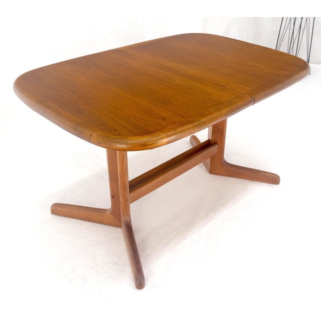 Late 20th Century Danish Mid Century Modern Teak Dining Table w/ 18" Pop Up Hide Away Leaf MINT For Sale - Image 10 of 18