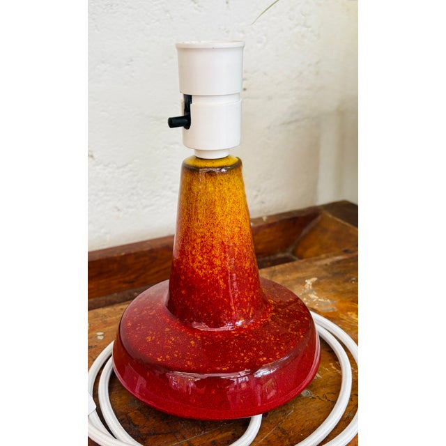 Red Volcanic Glazed Table Lamp by Michael Andersen & Son for Søholm, 1960s For Sale - Image 9 of 9