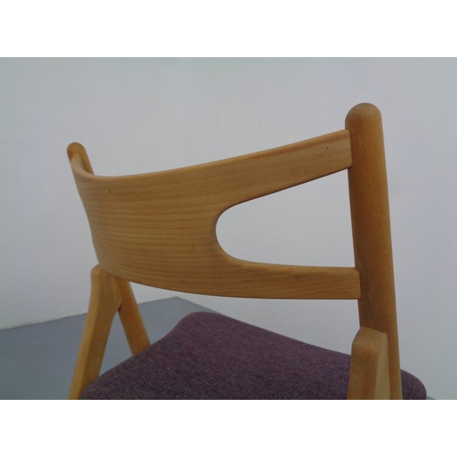 CH 29 Sawbuck Chairs in Oak and Wool by Hans J. Wegner for Carl Hansen & Son, 1950s, Set of 2 For Sale - Image 16 of 18