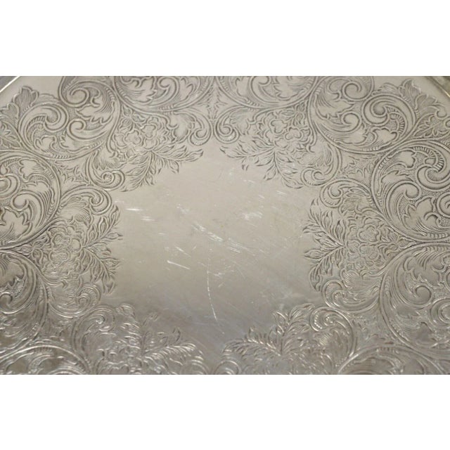 Late 20th Century Vintage Home Decorators Inc Silver Plated Pierced Gallery Round Serving Tray For Sale - Image 5 of 9