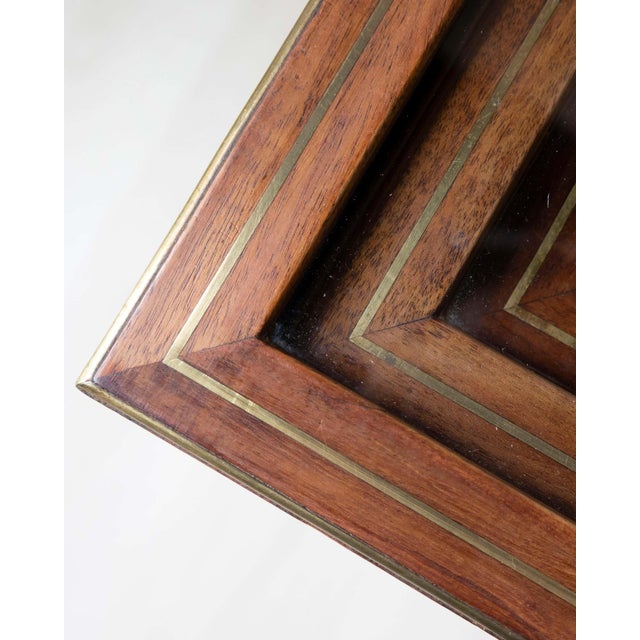 Set of Three Mahogany Nesting Tables with Glass Tops, France, Mid-20th Century For Sale - Image 11 of 17