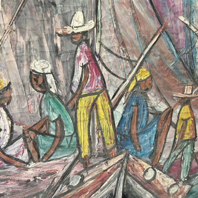 Tribal Vintage Naïf Haitian Artwork For Sale - Image 3 of 10