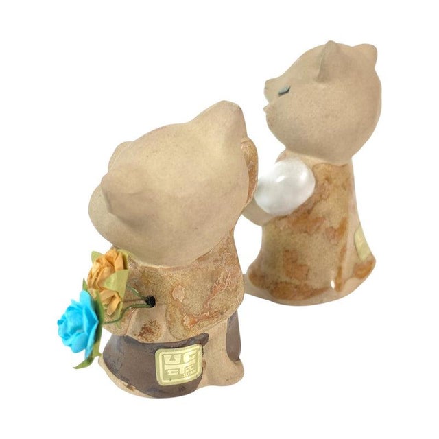 Ceramic Vintage Uctci Japan Cat Flower Holders - A Pair For Sale - Image 7 of 11