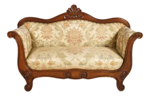 Mid 20th Century Louis Philippe Sleigh Sofa in Hand-Carved Walnut, Italy, 1930s