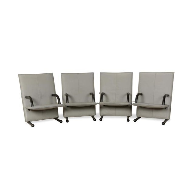 T-Line Armchairs in Grey and Black Leather from Arflex, Set of 4 For Sale - Image 12 of 12