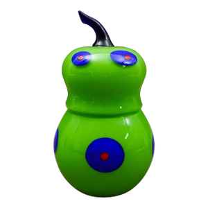 Mid 20th Century Shafaq Malik B.A.G. Czech Borovier & Toso Green Art Glass Pear Candy Jar