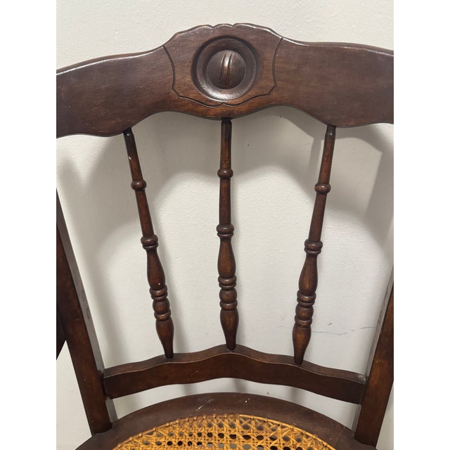Antique Eastlake Victorian Walnut Cane Seat Chair For Sale In Birmingham - Image 6 of 7