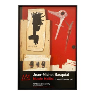 Jean Michel Basquiat Estate Vintage 2003 Framed Neo-Expressionist Paris Exhibition Poster " Dead Bird " 1985 For Sale