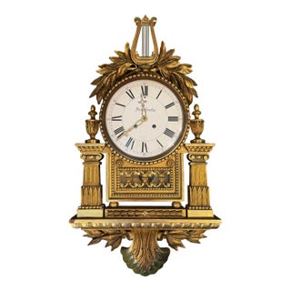 Large Swedish Gustavian Cartel Wall Clock For Sale
