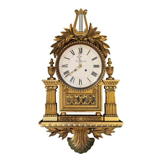 Large Swedish Gustavian Cartel Wall Clock For Sale