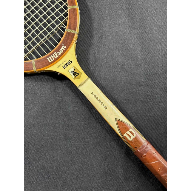Wood Billie Jean King Signed Tennis Racquet & Leather Case - 1970s For Sale - Image 7 of 13