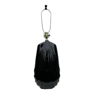 Art Deco Black Ceramic Large Table Lamp For Sale