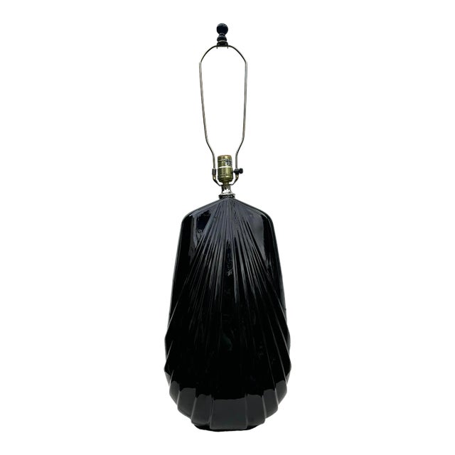 Art Deco Black Ceramic Large Table Lamp For Sale