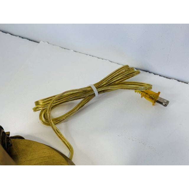 1980s Chelsea House Brass & Black Marble Art Deco Style Table Lamp For Sale - Image 10 of 11