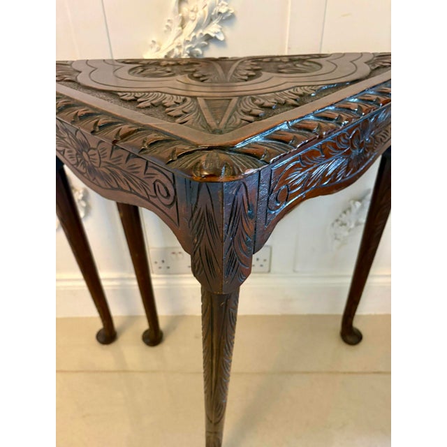 Antique George III Carved Mahogany Folding Corner Table, 1800 For Sale - Image 6 of 15