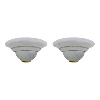 1970s Italian Milky White Uplight Sconces, a Pair For Sale