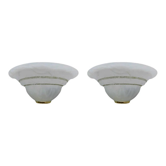 1970s Italian Milky White Uplight Sconces, a Pair For Sale