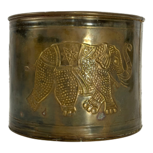 1970’s Brass Repousse Elephant Planter Cachepot