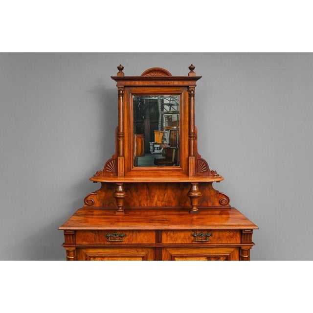 Brown Gründerzeit Sideboard in Walnut with Mirrored Top, 1800s For Sale - Image 8 of 18